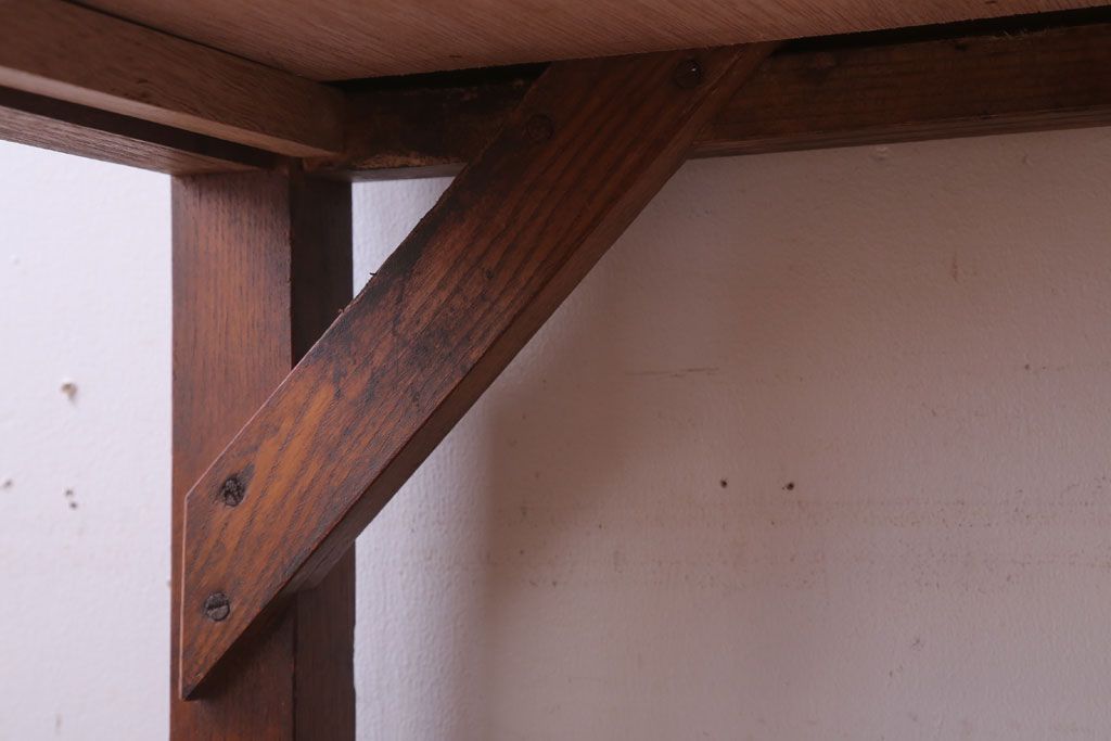 レトロ家具　昭和レトロ　古い木のシンプルな薄型サイドテーブル(平机・コンソールテーブル)