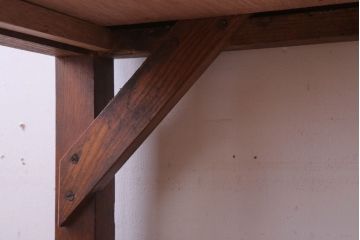 レトロ家具　昭和レトロ　古い木のシンプルな薄型サイドテーブル(平机・コンソールテーブル)