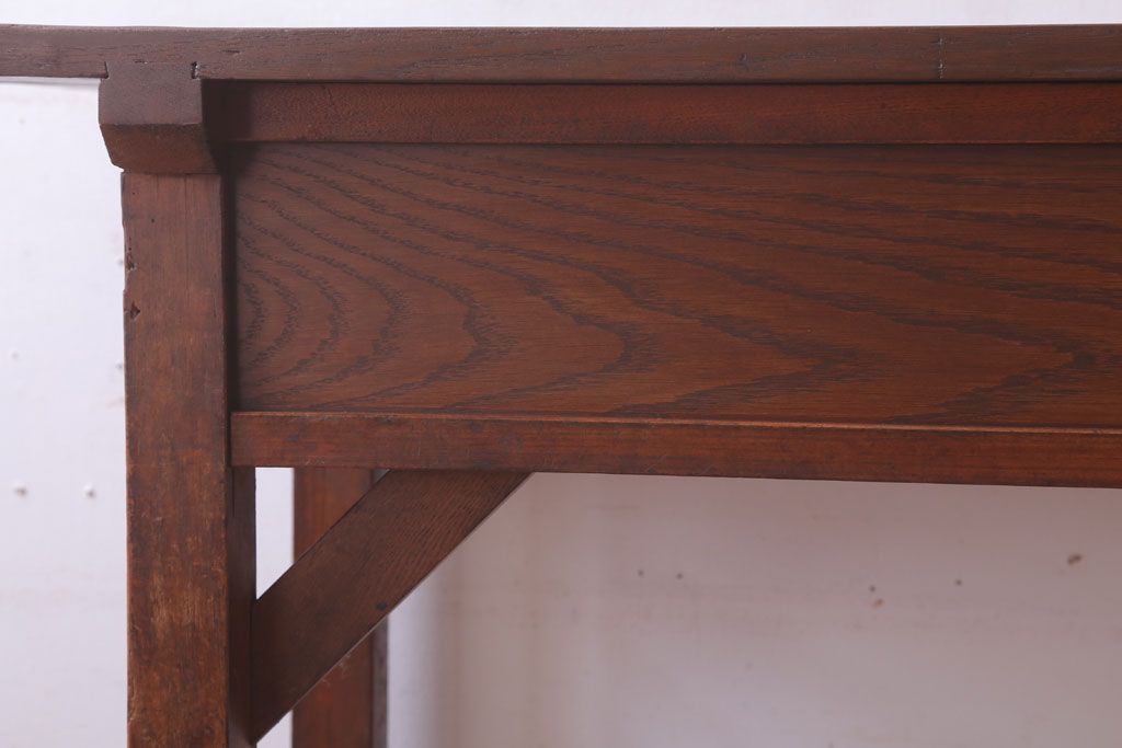 レトロ家具　昭和レトロ　古い木のシンプルな薄型サイドテーブル(平机・コンソールテーブル)