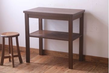 アンティーク家具　アンティーク　古いナラ材製のシンプルなサイドテーブル