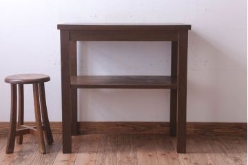 アンティーク家具　アンティーク　古いナラ材製のシンプルなサイドテーブル