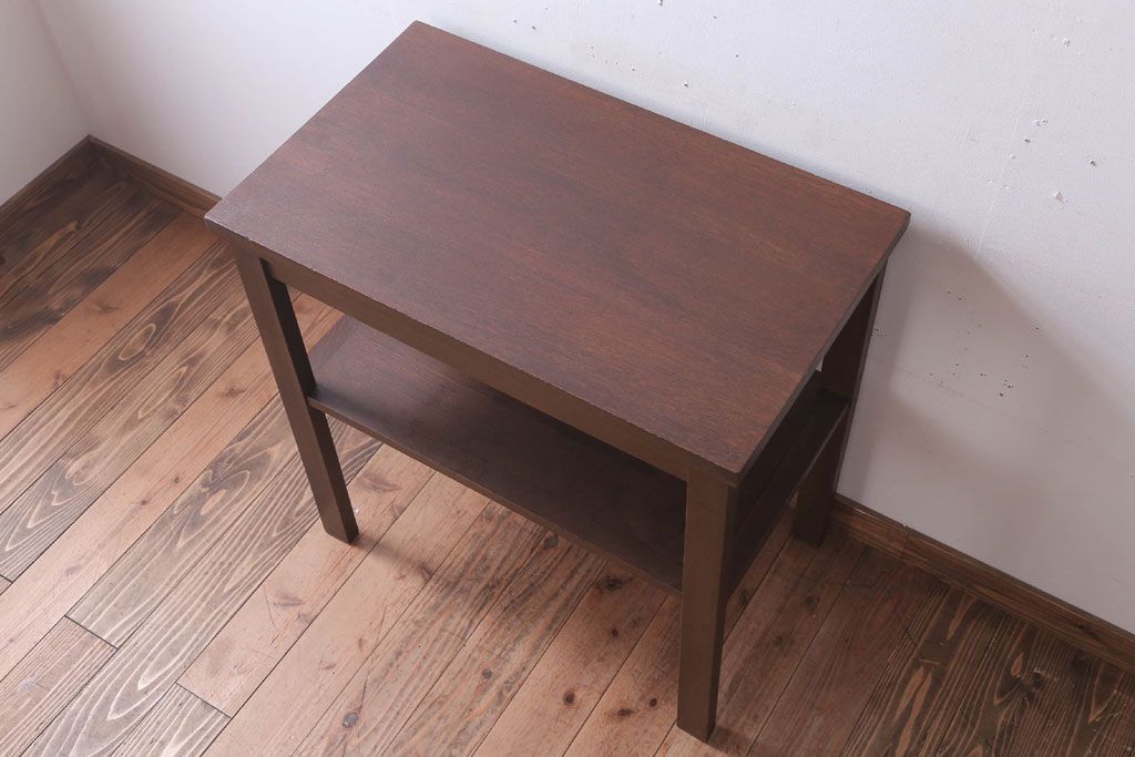 アンティーク家具　アンティーク　古いナラ材製のシンプルなサイドテーブル