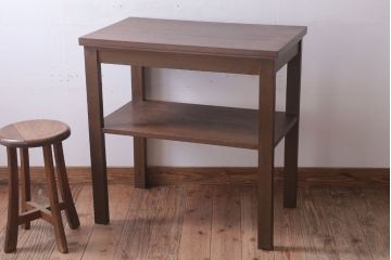 アンティーク家具　アンティーク　古いナラ材製のシンプルなサイドテーブル