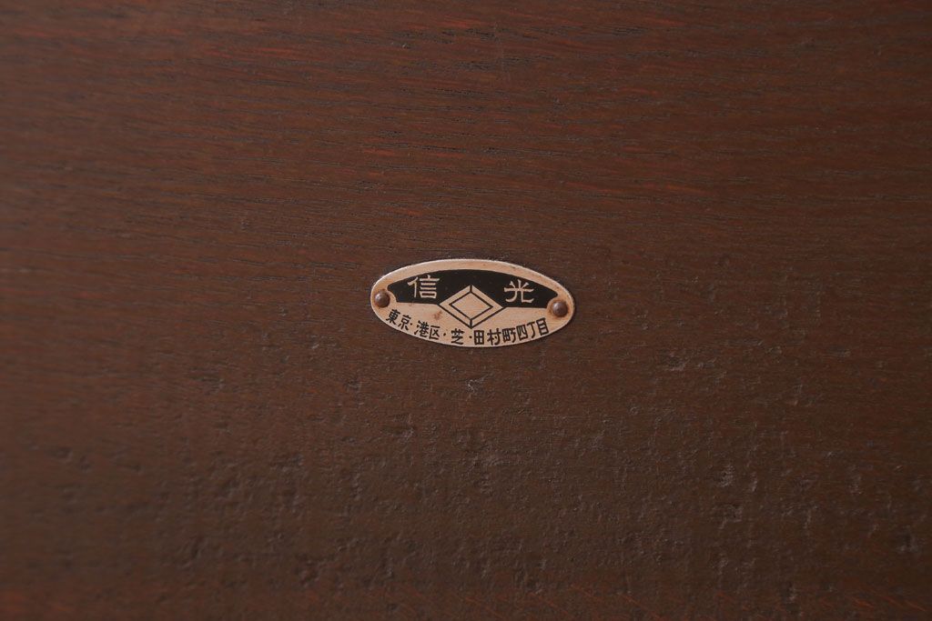 アンティーク家具　アンティーク　古いナラ材製のシンプルなサイドテーブル