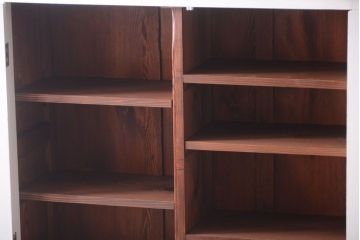 アンティーク家具　アンティークペイント　象嵌入り!結霜ガラス扉の古い食器棚(カップボード)