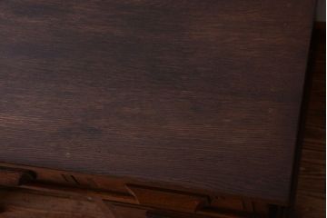 アンティーク家具　和製アンティーク　古いナラ材の重厚な両袖机(デスク)