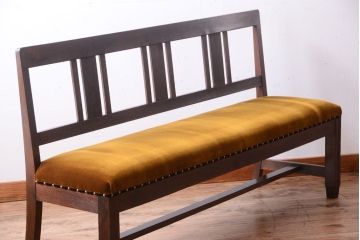 アンティーク家具　和製アンティーク　古いナラ材のベンチ(長椅子・ソファ)