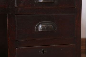 アンティーク家具　古民具・骨董　大正期　古い栓材の片袖文机