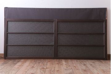 アンティーク　レトロな古い木味のダイヤガラス入り引き戸2枚セット(窓)