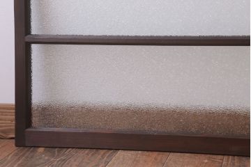 アンティーク　レトロな古い木味のダイヤガラス入り引き戸2枚セット(窓)