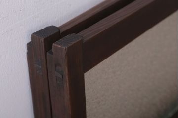 アンティーク　レトロな古い木味のダイヤガラス入り引き戸2枚セット(窓)