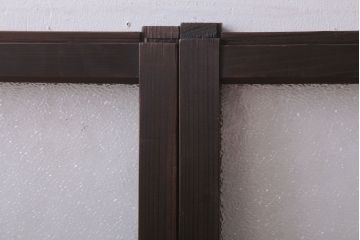 アンティーク　レトロな古い木味のダイヤガラス入り引き戸2枚セット(窓)