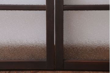 アンティーク　レトロな古い木味のダイヤガラス入り引き戸2枚セット(窓)