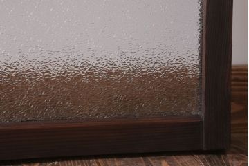 アンティーク　レトロな古い木味のダイヤガラス入り引き戸2枚セット(窓)