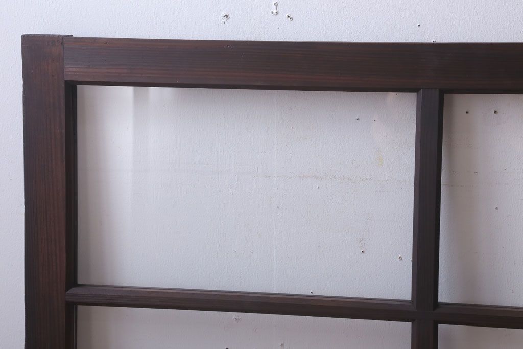 アンティーク　レトロな古い木味のガラス戸2枚セット(窓)