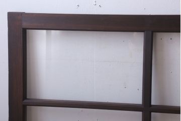 アンティーク　レトロな古い木味のガラス戸2枚セット(窓)