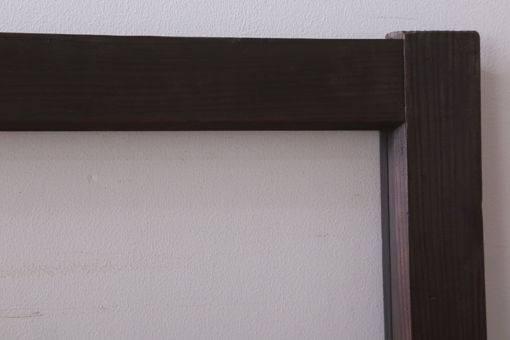 アンティーク　レトロな古い木味のガラス戸2枚セット(窓)