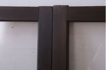 アンティーク　レトロな古い木味のガラス戸2枚セット(窓)