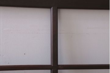 アンティーク　レトロな古い木味のガラス戸2枚セット(窓)