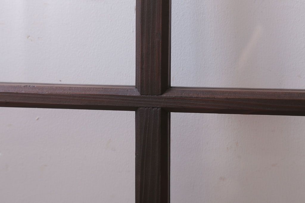 アンティーク　レトロな古い木味のガラス戸2枚セット(窓)