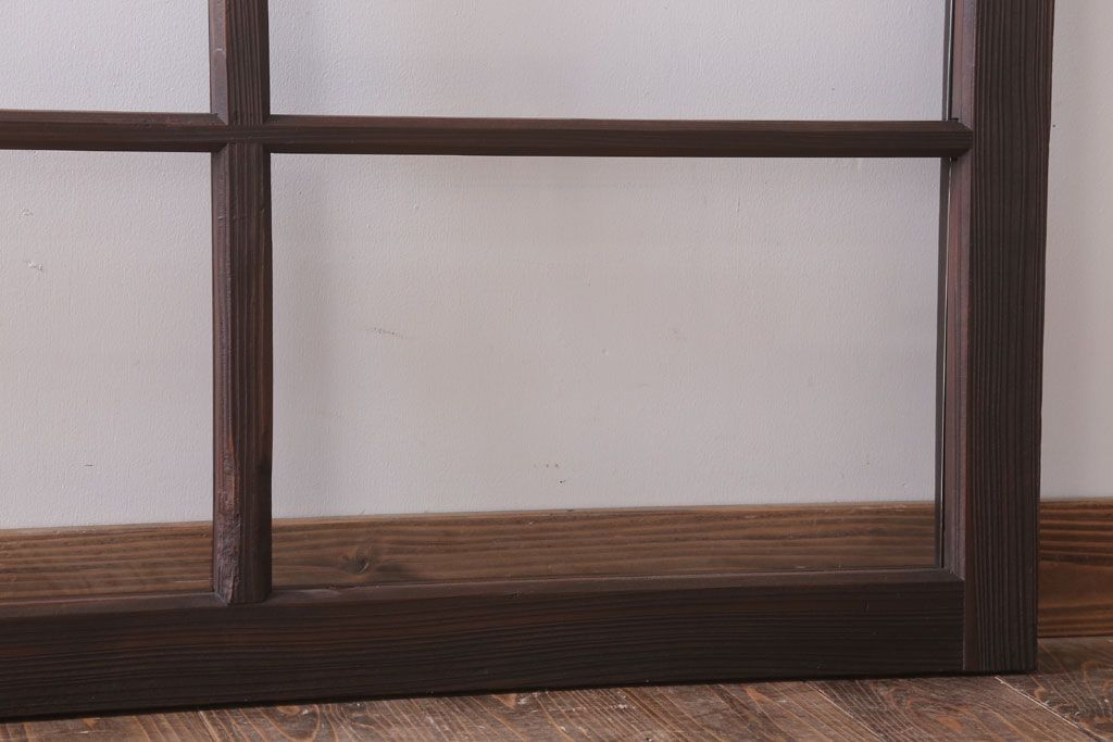 アンティーク　レトロな古い木味のガラス戸2枚セット(窓)