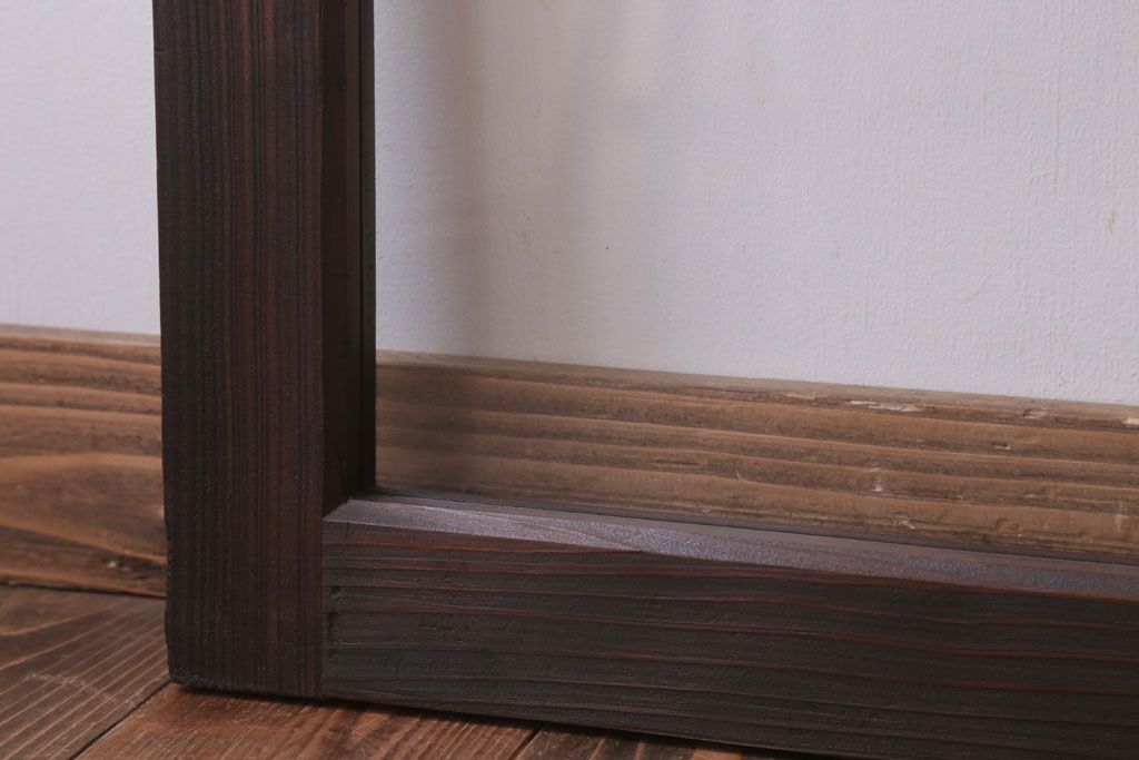 アンティーク　レトロな古い木味のガラス戸2枚セット(窓)