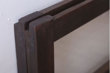 アンティーク　レトロな古い木味のガラス戸2枚セット(窓)