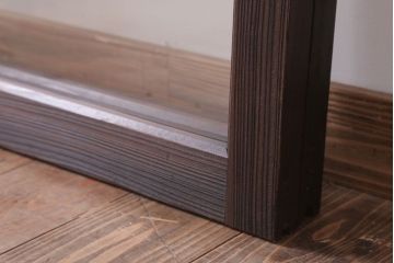 アンティーク　レトロな古い木味のガラス戸2枚セット(窓)