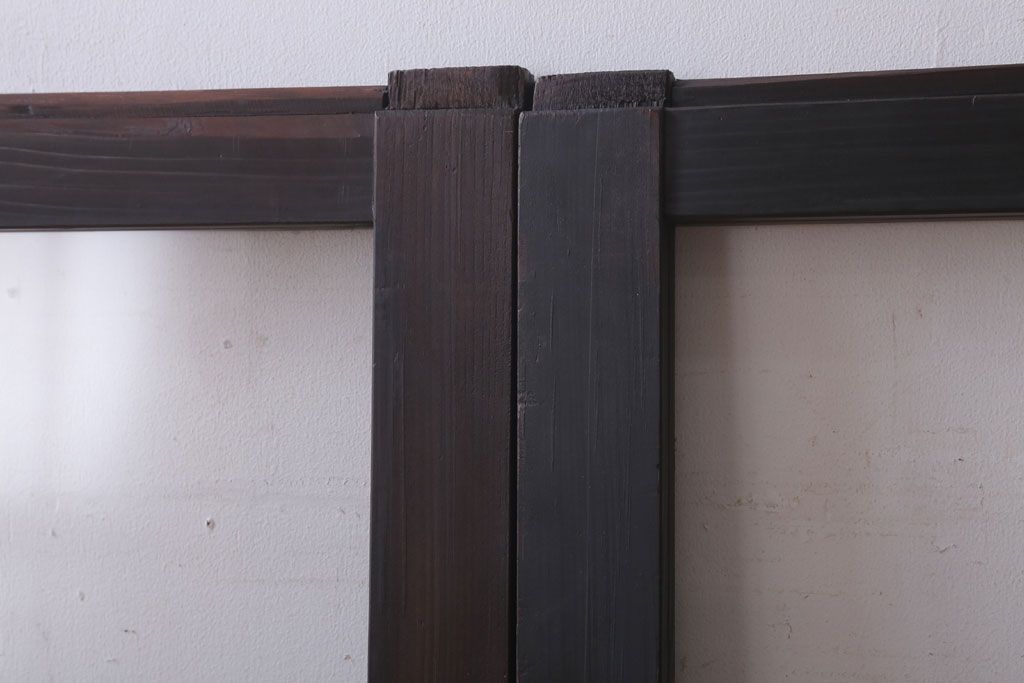 アンティーク　レトロな古い木味のガラス戸2枚セット(窓)