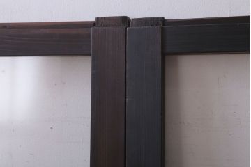 アンティーク　レトロな古い木味のガラス戸2枚セット(窓)