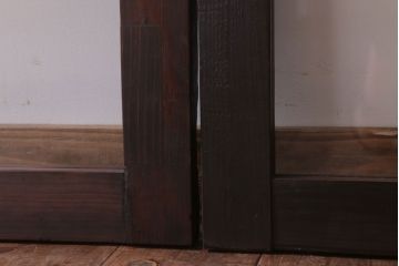 アンティーク　レトロな古い木味のガラス戸2枚セット(窓)