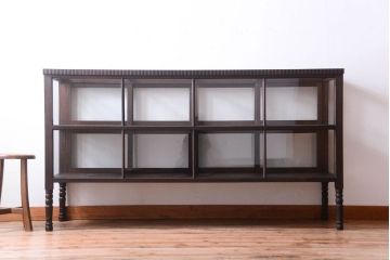 アンティーク家具　大正ロマン　古いタバコ屋のモダンな脚付きアンティークガラスケース(2)