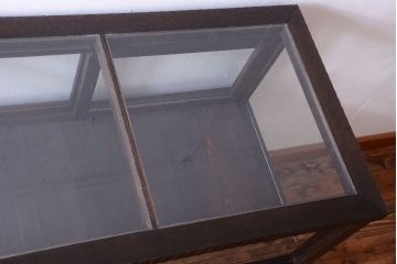 アンティーク家具　大正ロマン　古いタバコ屋のモダンな脚付きアンティークガラスケース(2)