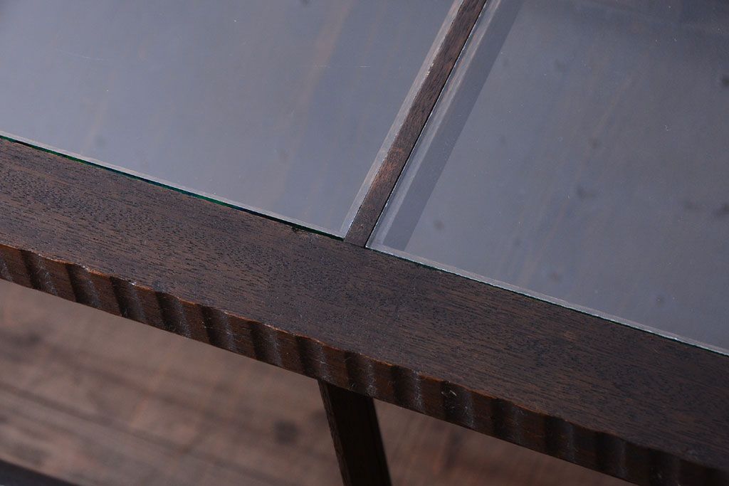 アンティーク家具　大正ロマン　古いタバコ屋のモダンな脚付きアンティークガラスケース(2)