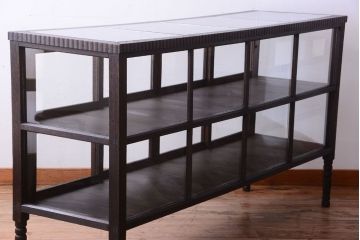 アンティーク家具　大正ロマン　古いタバコ屋のモダンな脚付きアンティークガラスケース(2)