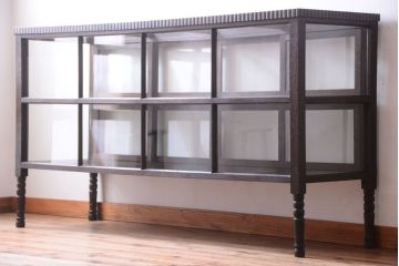 アンティーク家具　大正ロマン　古いタバコ屋のモダンな脚付きアンティークガラスケース(2)