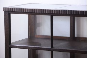 アンティーク家具　大正ロマン　古いタバコ屋のモダンな脚付きアンティークガラスケース(2)