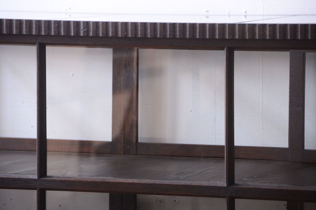 アンティーク家具　大正ロマン　古いタバコ屋のモダンな脚付きアンティークガラスケース(2)