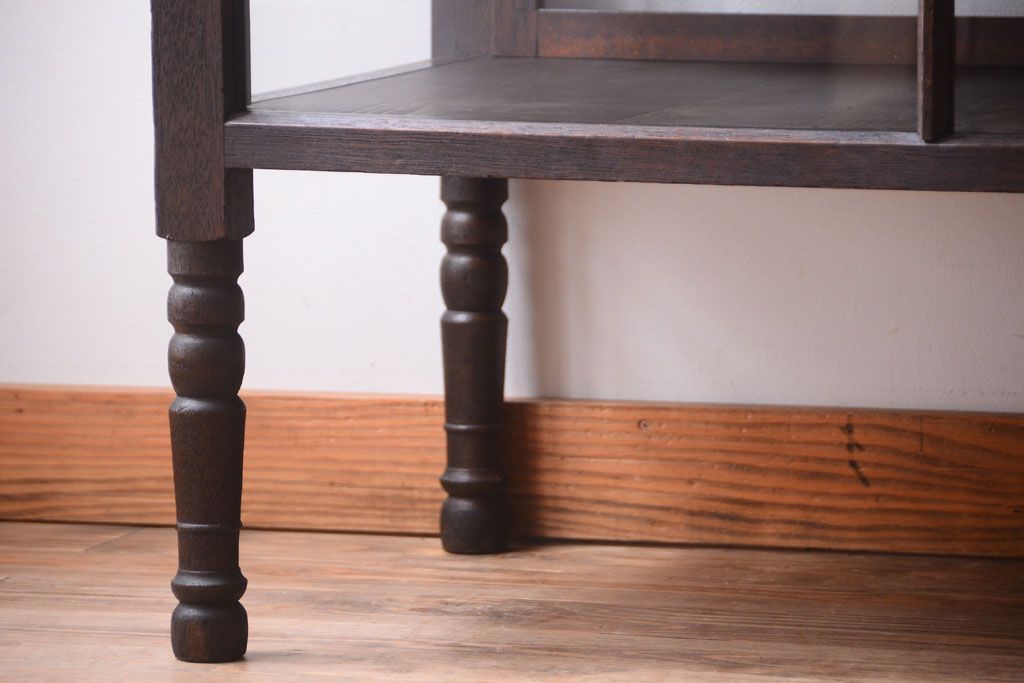 アンティーク家具　大正ロマン　古いタバコ屋のモダンな脚付きアンティークガラスケース(2)