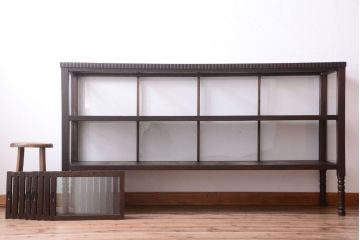 アンティーク家具　大正ロマン　古いタバコ屋のモダンな脚付きアンティークガラスケース(2)