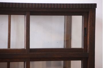 アンティーク家具　大正ロマン　古いタバコ屋のモダンな脚付きアンティークガラスケース(2)