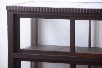 アンティーク家具　大正ロマン　古いタバコ屋のモダンな脚付きアンティークガラスケース(2)