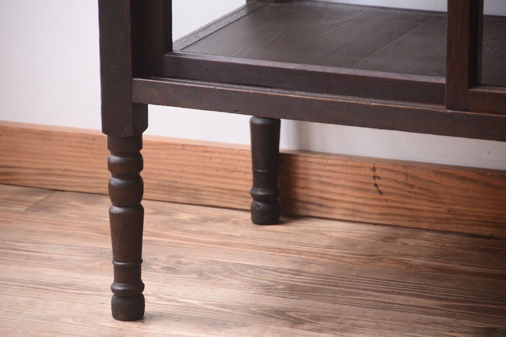 アンティーク家具　大正ロマン　古いタバコ屋のモダンな脚付きアンティークガラスケース(2)