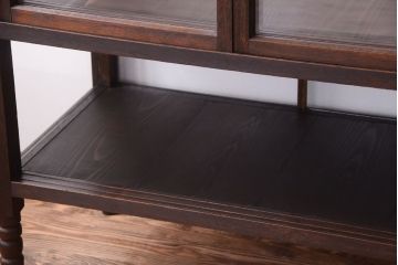 アンティーク家具　大正ロマン　古いタバコ屋のモダンな脚付きアンティークガラスケース(2)