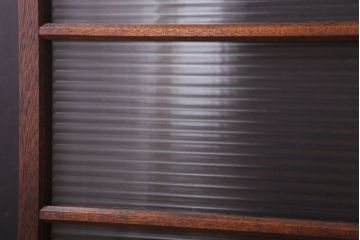 アンティーク　レトロな古い木味のモールガラス入り引き戸2枚セット(窓)