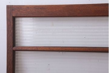 アンティーク　レトロな古い木味のモールガラス入り引き戸2枚セット(窓)