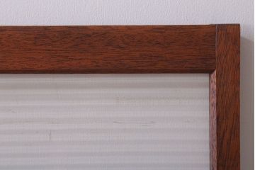 アンティーク　レトロな古い木味のモールガラス入り引き戸2枚セット(窓)