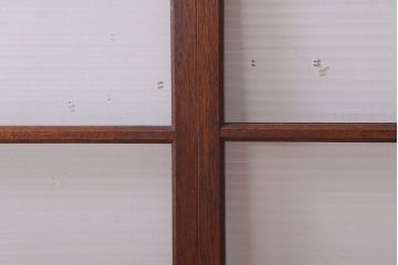 アンティーク　レトロな古い木味のモールガラス入り引き戸2枚セット(窓)