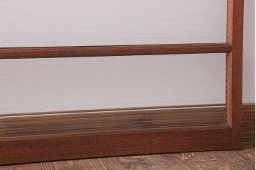 アンティーク　レトロな古い木味のモールガラス入り引き戸2枚セット(窓)