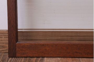 アンティーク　レトロな古い木味のモールガラス入り引き戸2枚セット(窓)